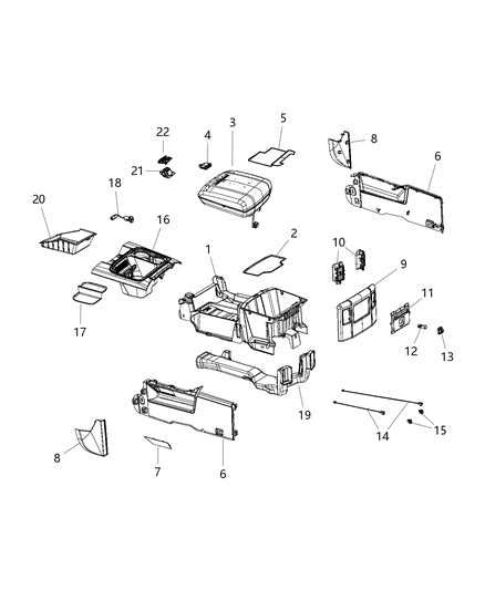 2020 Ram 1500 Console Diagram for 1NN16TX7AC