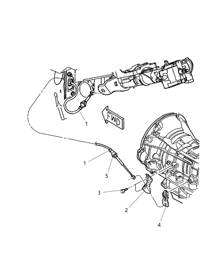 2001 Dodge Durango Transmission Shift Cable Diagram for 52107727AE