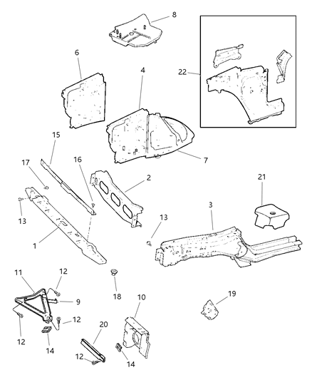 1999 Jeep Cherokee Grille Bracket Diagram for 55010074AC
