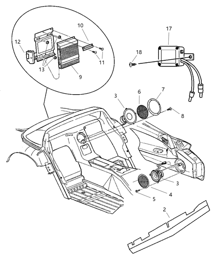 2001 Dodge Viper Antenna - Speakers Diagram