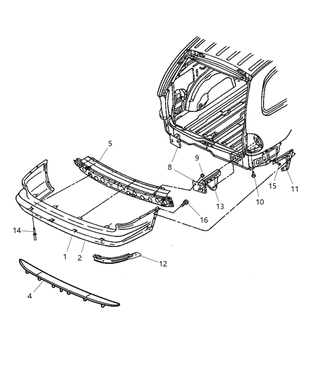 2000 Dodge Grand Caravan Fascia, Rear Diagram