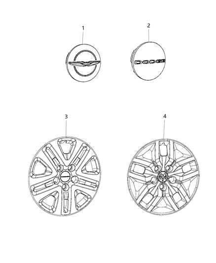 2016 Dodge Grand Caravan Wheel Covers & Center Caps Diagram