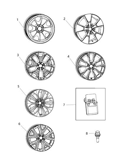 2021 Jeep Cherokee Aluminum Wheel Diagram for 6BG71DD5AB