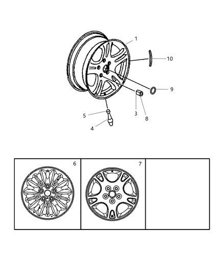 2005 Dodge Grand Caravan Wheels & Hardware Diagram