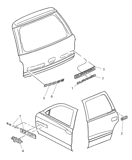 2002 Dodge Durango Decal Diagram for 55076877AA