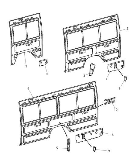 2006 Dodge Sprinter 2500 Body Side Rear Panel Diagram for 5104202AA