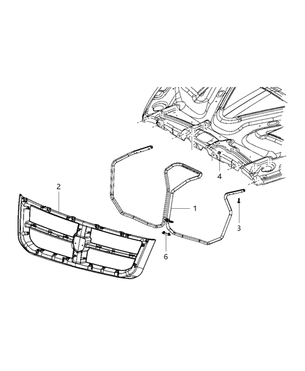 2011 Ram Dakota Grilles & Attaching Hardware Diagram