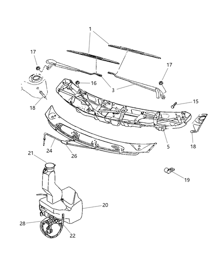 1999 Dodge Caravan Windshield Wiper & Washer System Diagram