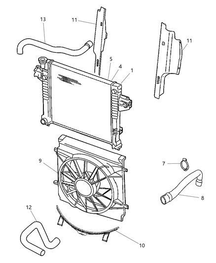 2007 Jeep Liberty Radiator & Related Parts Diagram 1