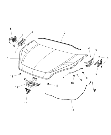 2015 Ram ProMaster City Hood Prop Rod Diagram for 68259357AA