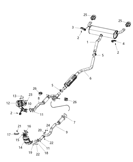 2019 Jeep Cherokee Exhaust Catalytic Converter Diagram for 68337774AB