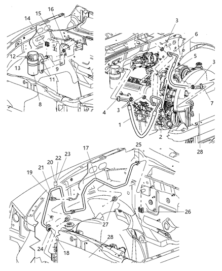 2008 Dodge Dakota Line-A/C Suction Diagram for 55056777AC