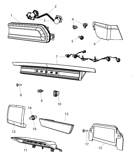 2011 Dodge Challenger Lamps - Rear Diagram