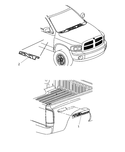 2008 Dodge Ram 1500 Decals & Tape Stripes Diagram