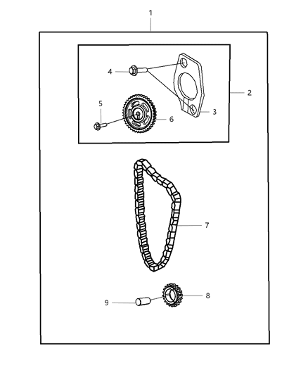 2007 Jeep Wrangler Timing Chain Package & Cover & Mounting & Components Diagram 4