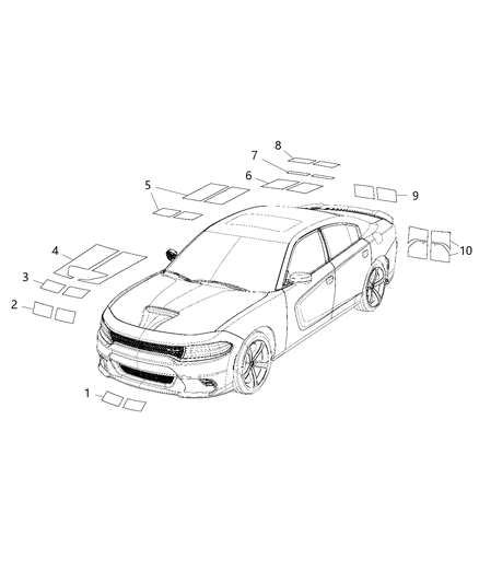 2019 Dodge Charger Decal-Spoiler Diagram for 6EG44XXXAA
