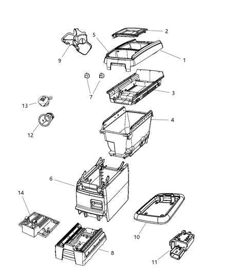 2008 Dodge Grand Caravan Tray-Floor Console Diagram for 68029479AA