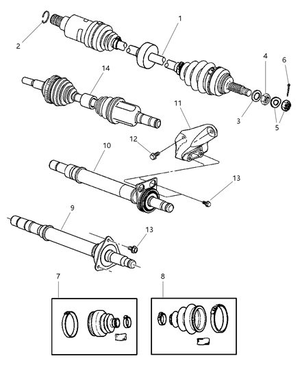 2005 Chrysler PT Cruiser Shaft - Front Drive Diagram