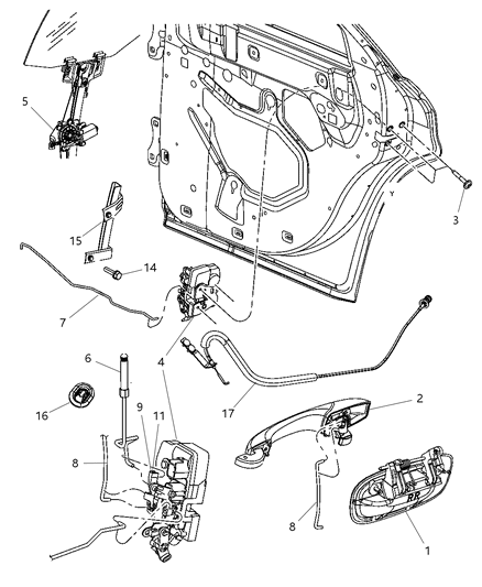 2010 Dodge Charger Handle-Exterior Door Diagram for 1NS92XWGAA