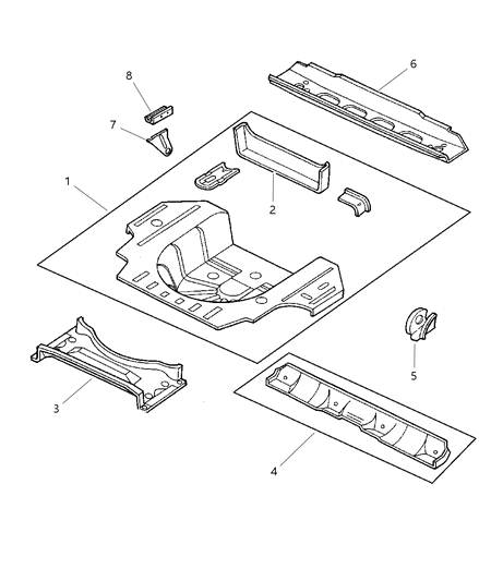 1998 Dodge Intrepid Panel-Rear Floor Pan Diagram for 4580514