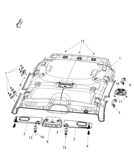 2014 Jeep Cherokee Visor Diagram for 1UB78HDAAC