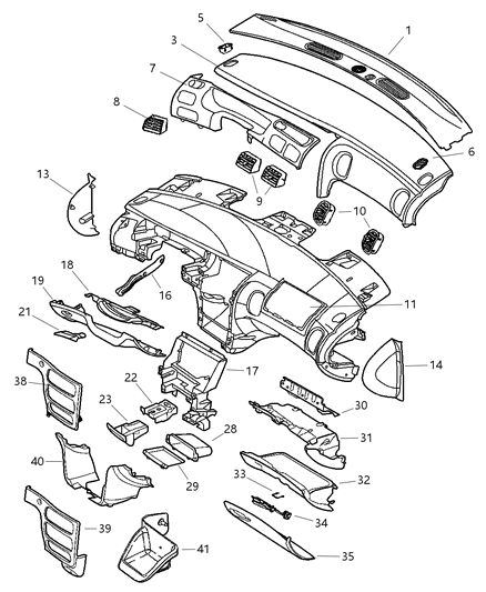 1998 Dodge Intrepid Passenger Side Air Bag Diagram for 4784035AC