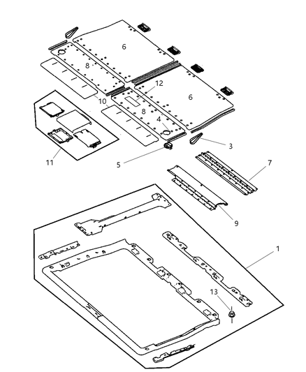 2005 Chrysler Town & Country Fold Flat Hardware - Quad Seat Diagram 1