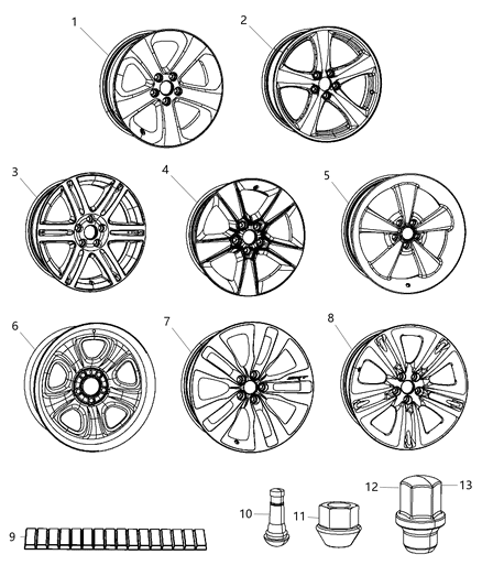 2013 Dodge Charger Aluminum Wheel Diagram for 1NQ47SZ0AC