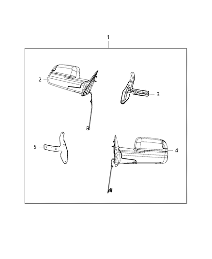 2019 Ram 1500 Outside Rearview Mirror Diagram for 68412787AB