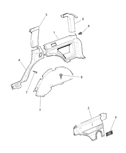 2001 Jeep Cherokee Panel-C Pillar Diagram for 5GM58RK5AF