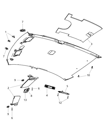 2014 Chrysler 200 Headliners & Visors Diagram