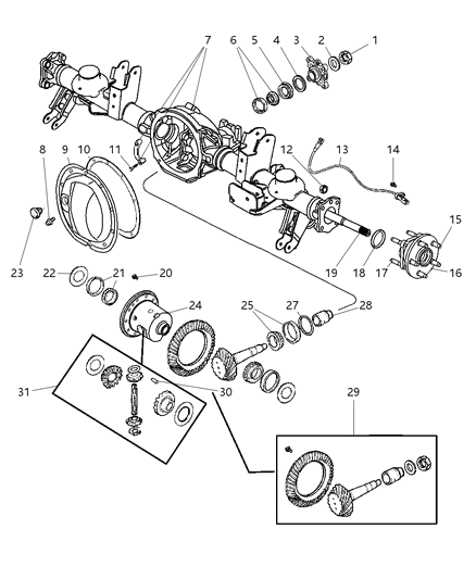 2006 Jeep Commander Bearing-Drive Pinion Diagram for 5191196AA