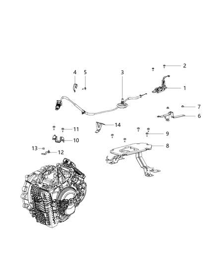 2015 Chrysler 200 Gearshift Lever , Cable And Bracket Diagram 2