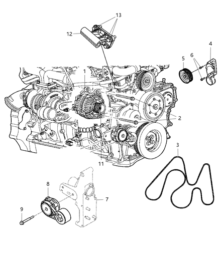 2007 Dodge Ram 3500 Pulley-Idler Diagram for 68000833AA