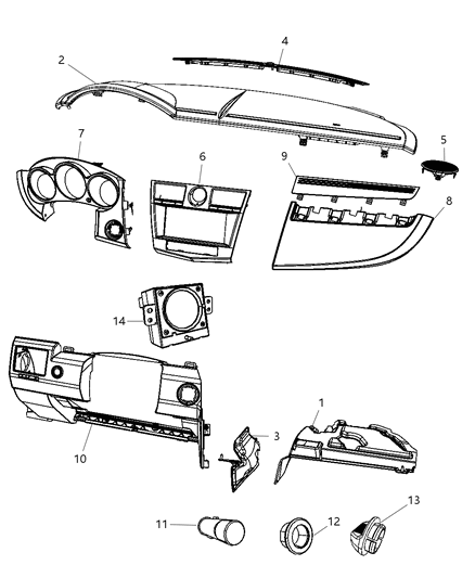 2009 Chrysler Sebring Instrument Panel Trim Diagram