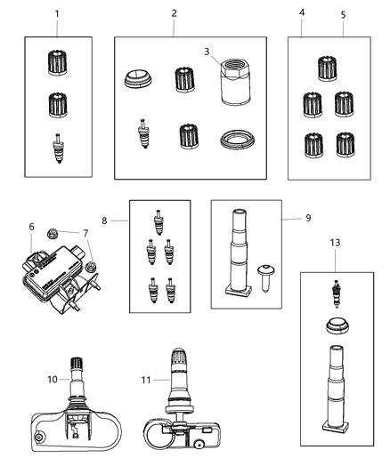 2014 Chrysler 300 Tire Pressure Sensor Diagram for 68406534AA