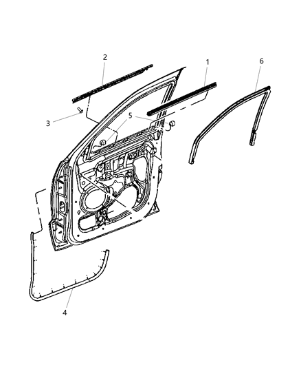 2012 Dodge Durango WEATHERSTRIP-Front Door Glass Run Diagram for 55399169AE