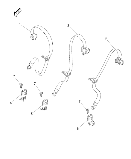 2020 Jeep Renegade Rear Seat Buckle Diagram for 6PA93LXHAA