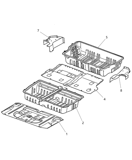 2005 Dodge Grand Caravan Pan-Rear Floor Pan Diagram for 5109104AA