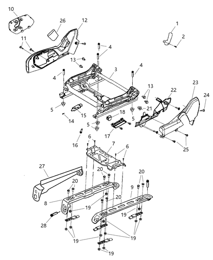 2008 Jeep Commander Shield-Seat ADJUSTER Diagram for 1BG411DVAA