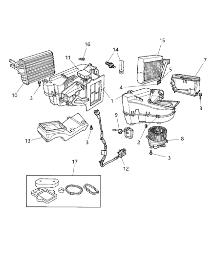 2001 Chrysler Prowler Evaporator Heater-Actuator Diagram for 4815502AB