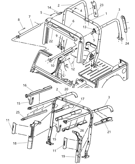 2004 Jeep Wrangler Pad-Sport Bar Diagram for 5HM18DX9AD