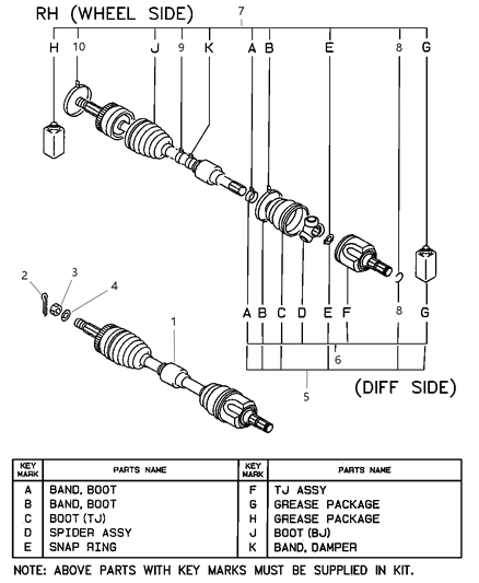 2004 Chrysler Sebring Coupe Front Axle Drive Shaft Diagram 2