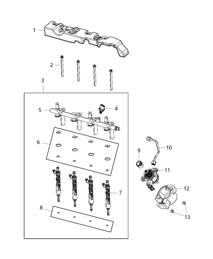 2021 Jeep Cherokee Fuel Rail & Injectors Diagram 3