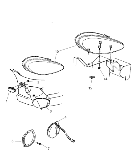 2002 Dodge Viper Lamps & Wiring - Front Diagram