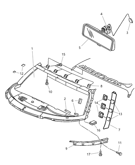 2002 Dodge Viper Glass - Windshield Frame & Mirror Diagram 1