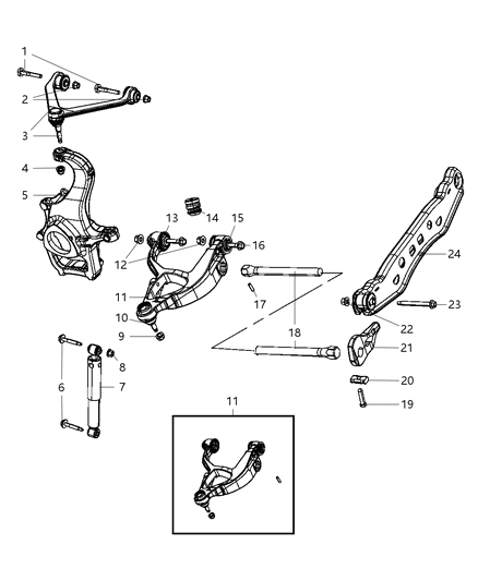 2008 Dodge Durango Control Arm Replaces Diagram for 52855528AB