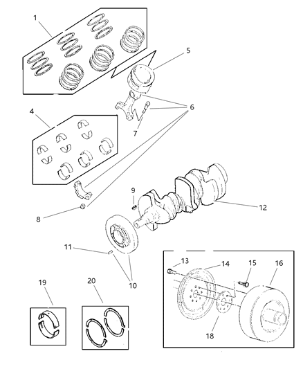 1998 Chrysler Town & Country Crankshaft & Pistons Diagram 2