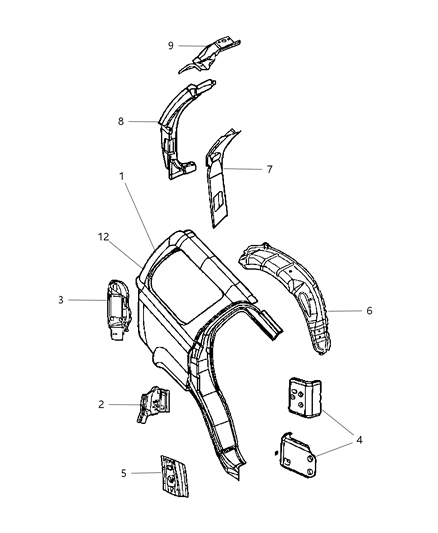 2009 Chrysler Aspen Panel-Body Side Aperture Rear Diagram for 68004531AC