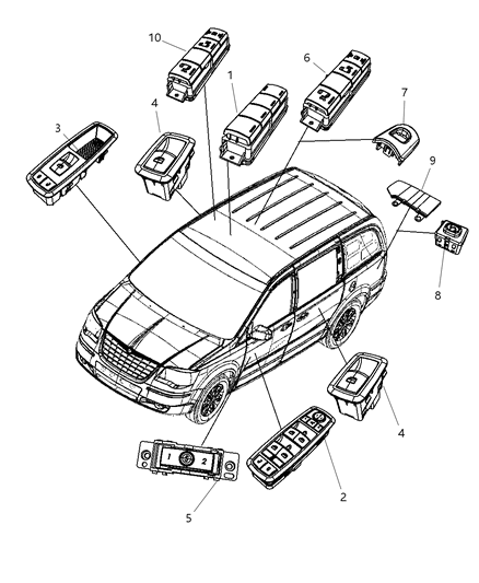 2011 Chrysler Town & Country Switches Doors Decklid & Liftgate Diagram